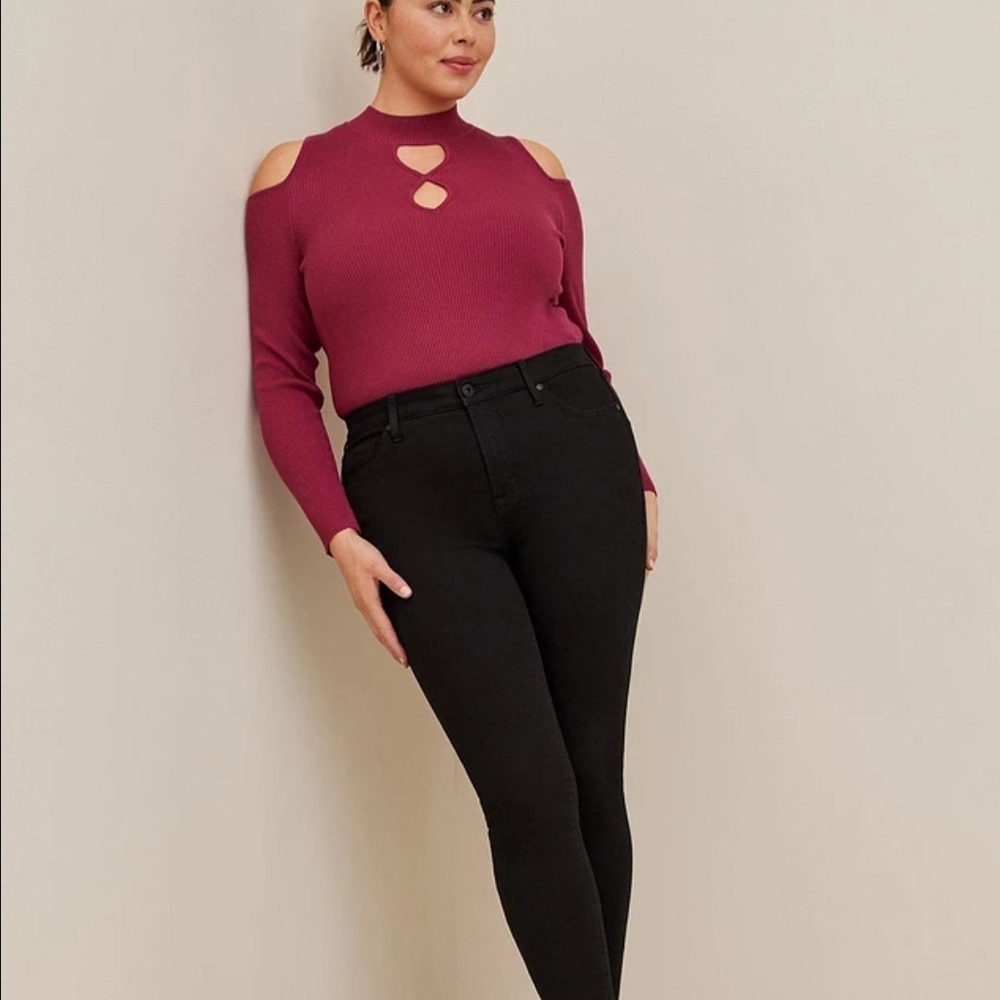 Torrid Ribbed Knit Sweater in Deep Red - Picture 2 of 4
